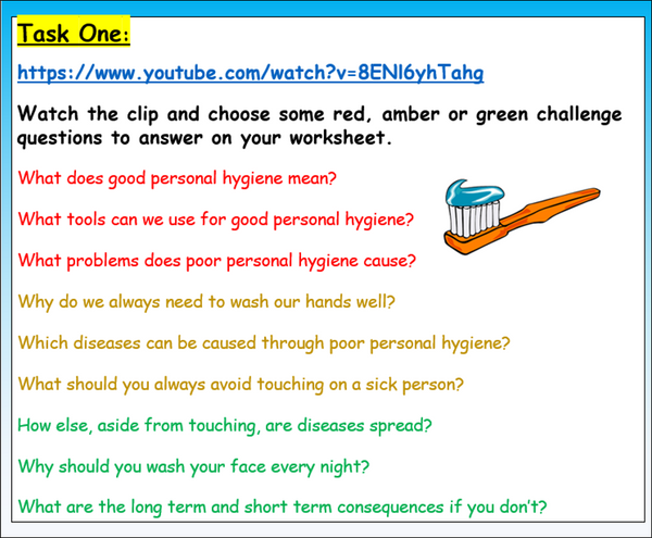 personal hygiene worksheets ks3